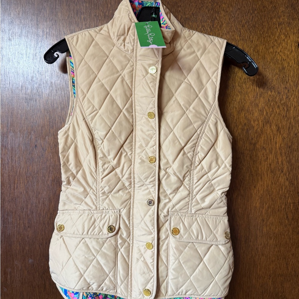 Lilly Pulitzer Tan Quilted Vest